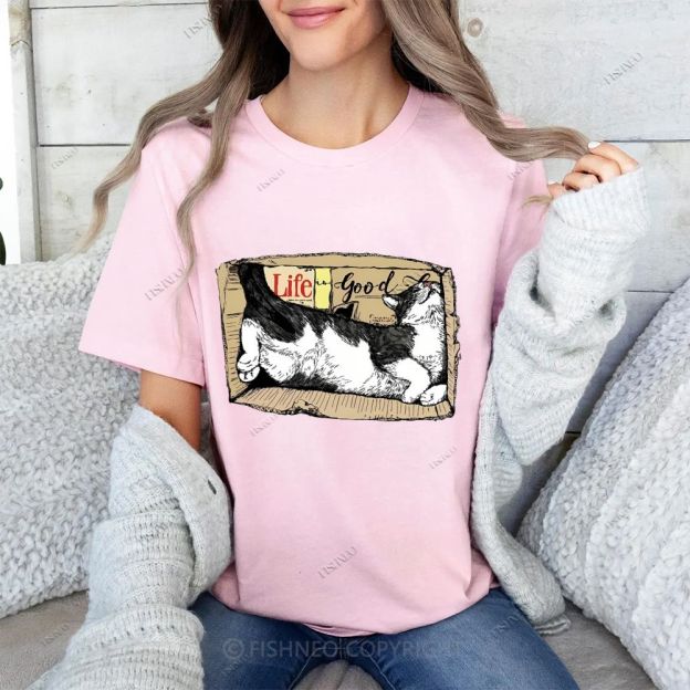Cat In Box Cotton T-shirt