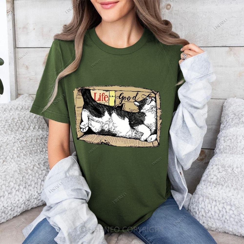 Cat In Box Cotton T-shirt