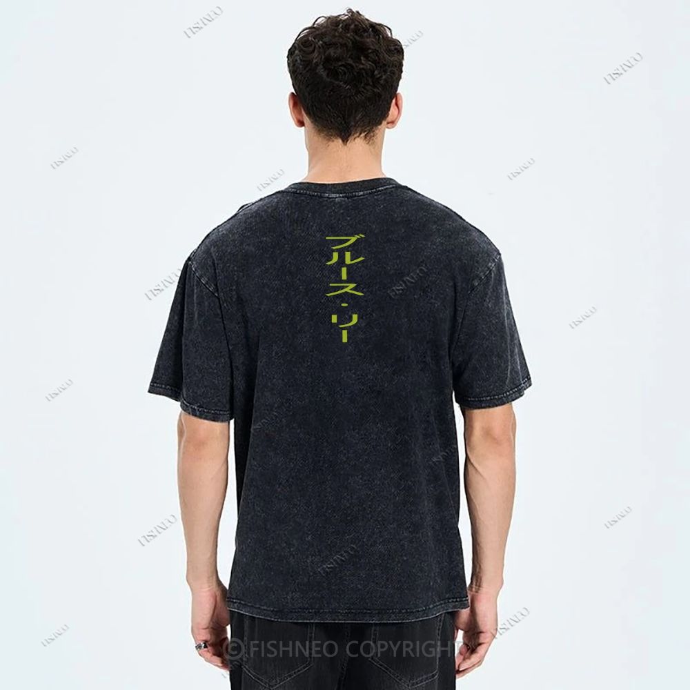 Unisex Bruce Lee Printed Design Back Washed Tee