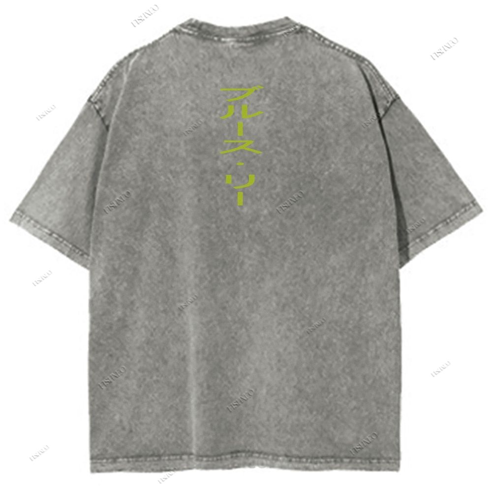 Unisex Bruce Lee Printed Design Back Washed Tee