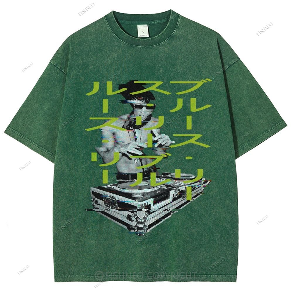Unisex Bruce Lee Printed Design Back Washed Tee