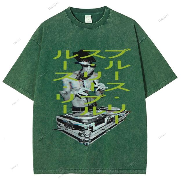 Unisex Bruce Lee Printed Design Back Washed Tee