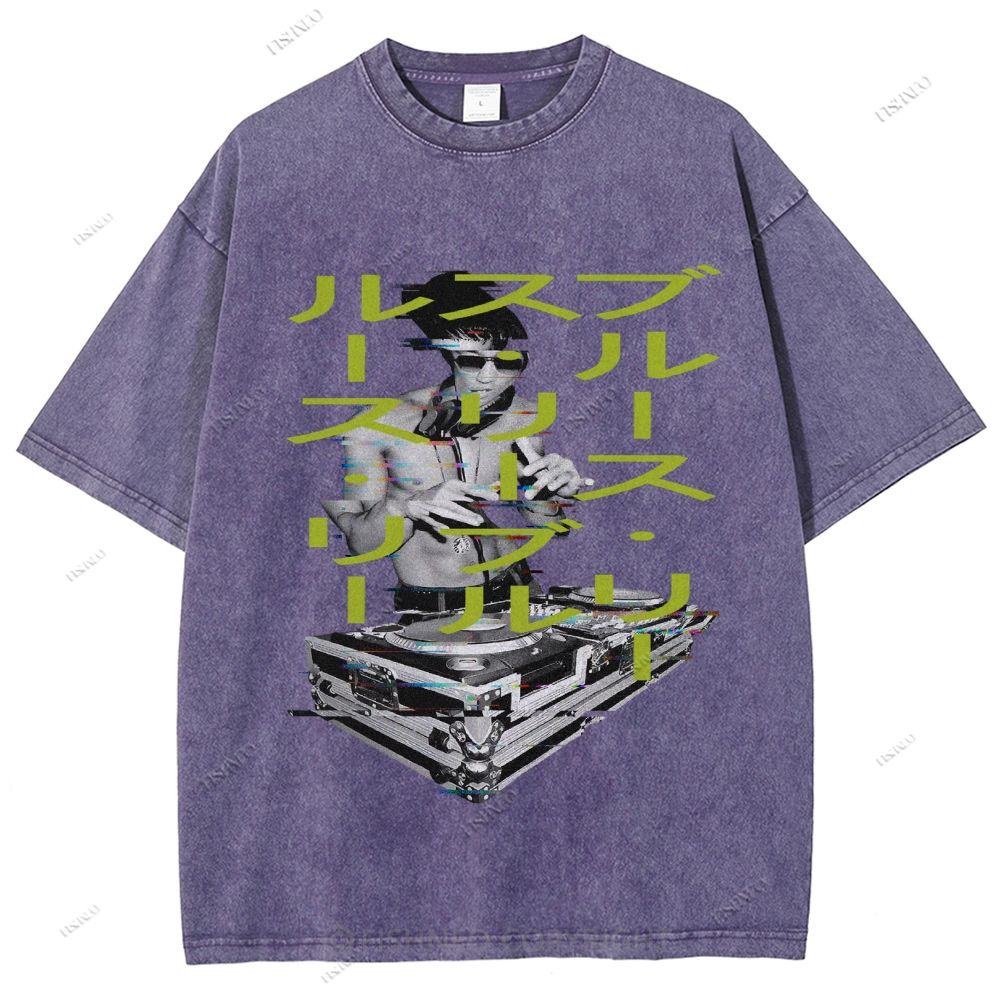 Unisex Bruce Lee Printed Design Back Washed Tee