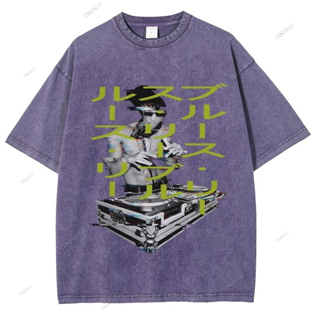 Unisex Bruce Lee Printed Design Back Washed Tee