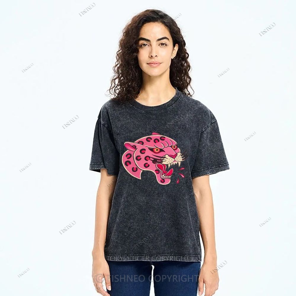Unisex Leopard Printed Washed Tee
