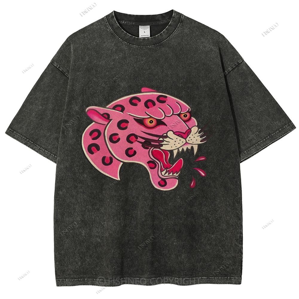 Unisex Leopard Printed Washed Tee