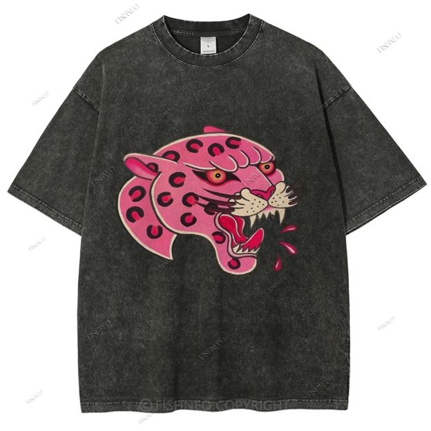Unisex Leopard Printed Washed Tee