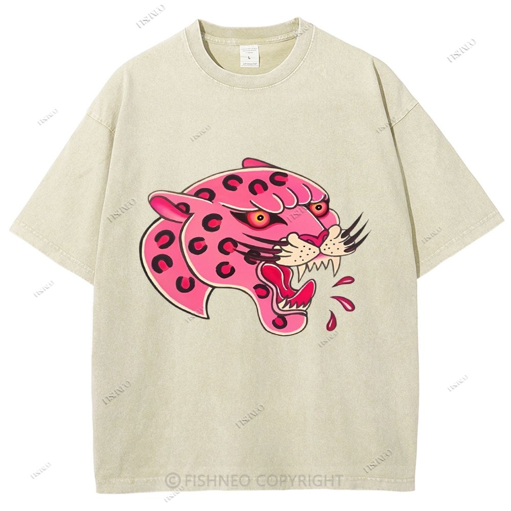 Unisex Leopard Printed Washed Tee