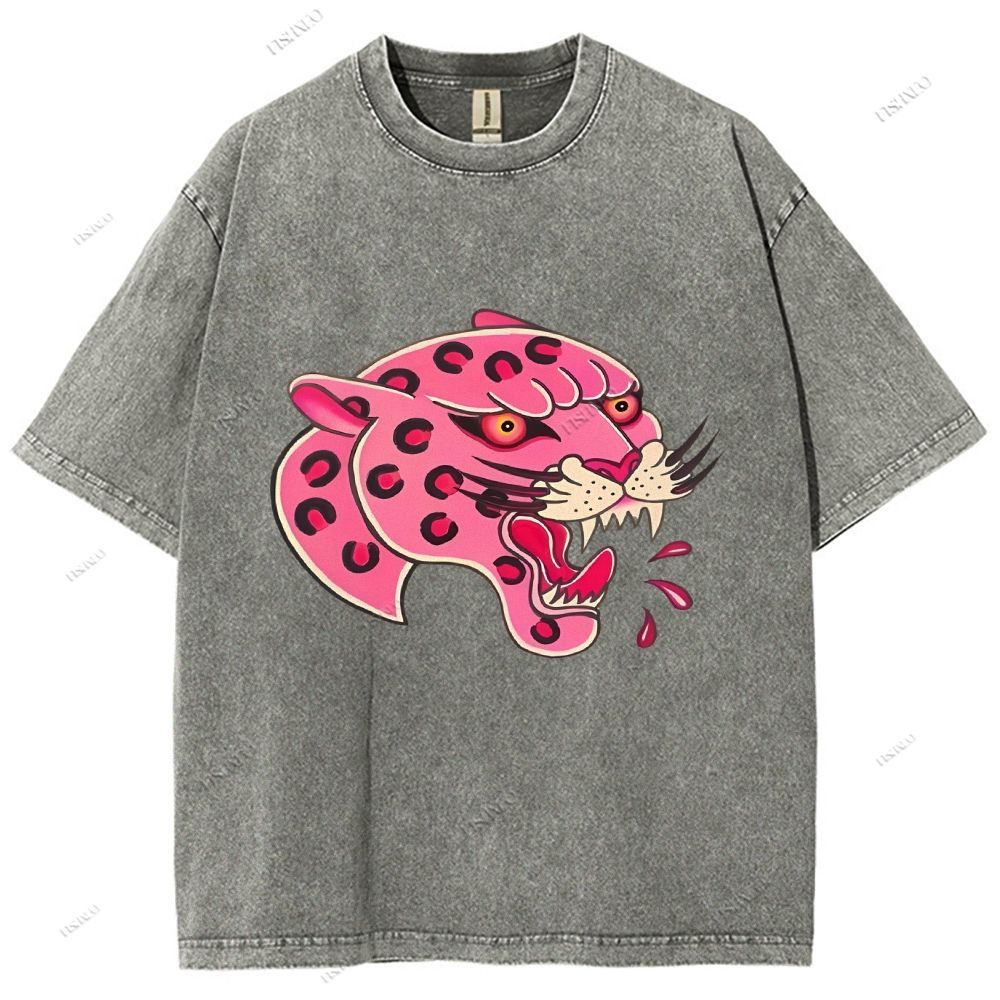Unisex Leopard Printed Washed Tee