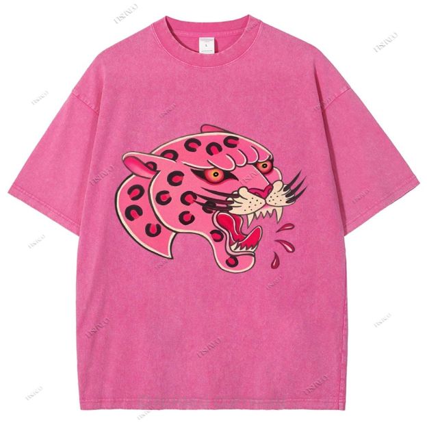 Unisex Leopard Printed Washed Tee