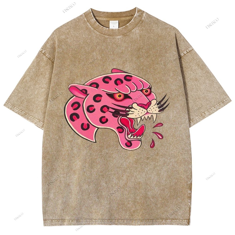 Unisex Leopard Printed Washed Tee