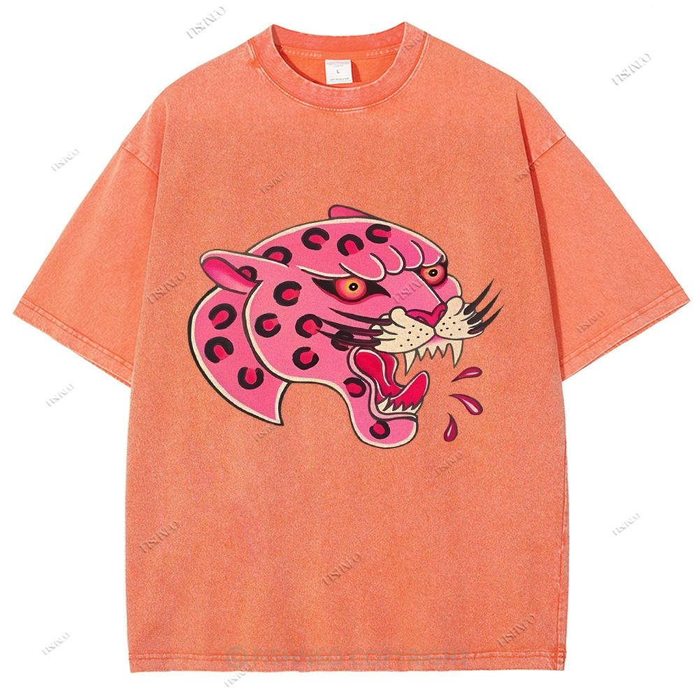 Unisex Leopard Printed Washed Tee
