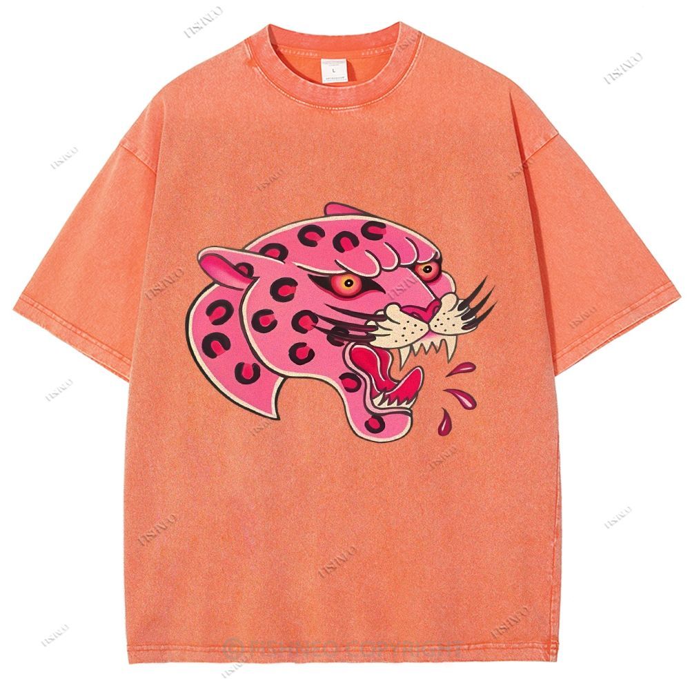 Unisex Leopard Printed Washed Tee