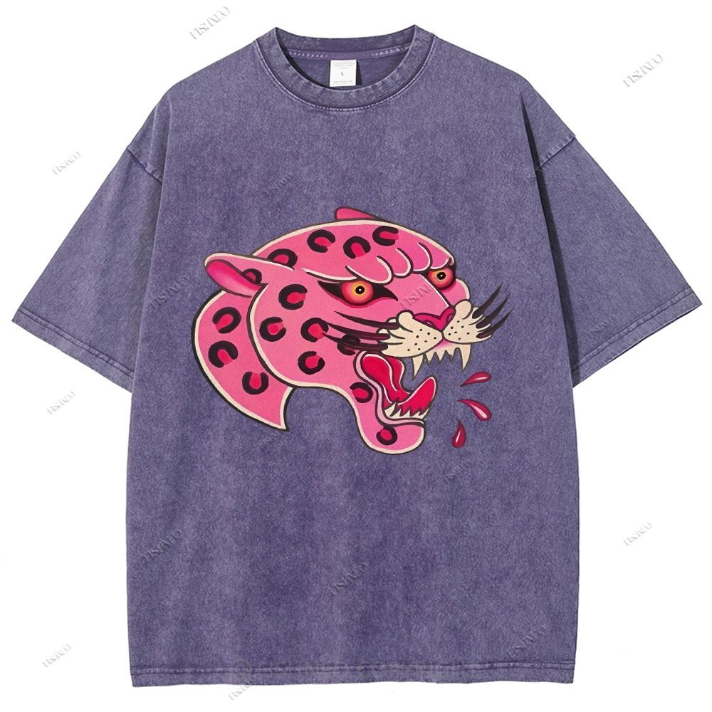 Unisex Leopard Printed Washed Tee