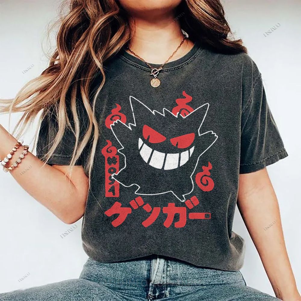 Unisex Cartoon Demon Printed Washed Tee