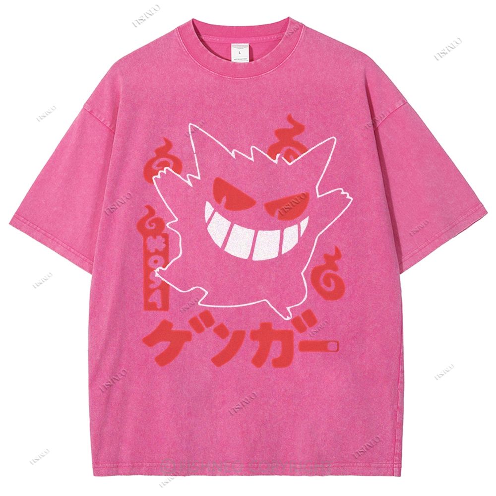 Unisex Cartoon Demon Printed Washed Tee