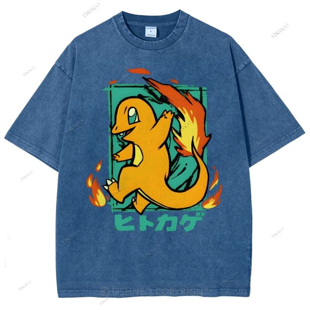 Unisex Cartoon Baby Dragon Printed Washed Tee