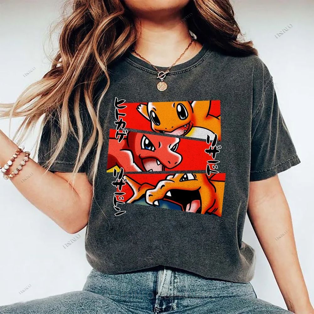 Unisex Charmeleon Charmander Printed Washed Tee