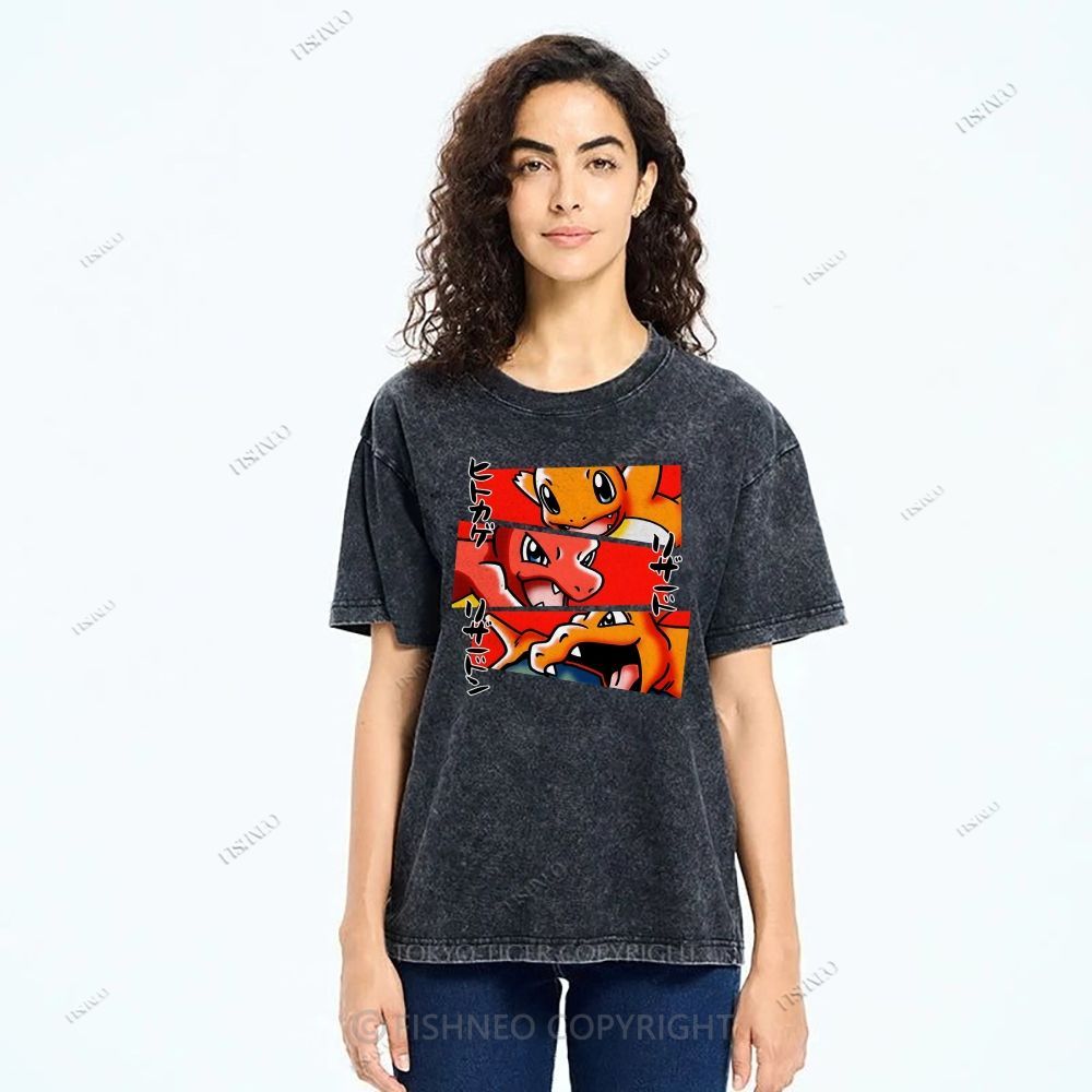 Unisex Charmeleon Charmander Printed Washed Tee