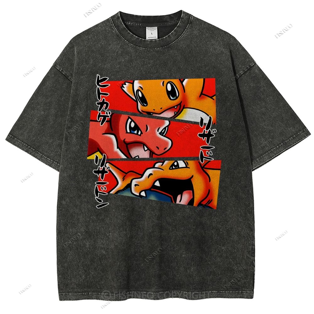 Unisex Charmeleon Charmander Printed Washed Tee