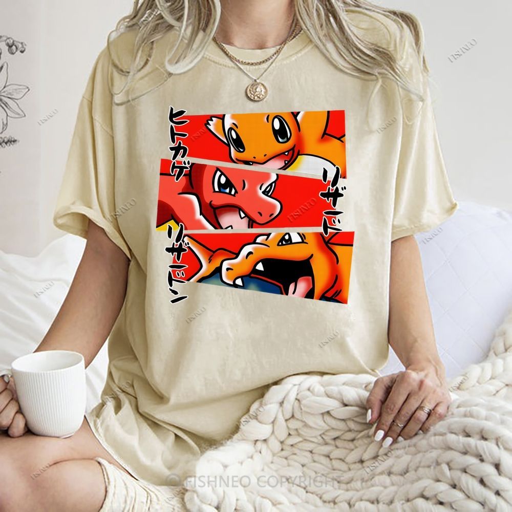 Unisex Charmeleon Charmander Printed Washed Tee