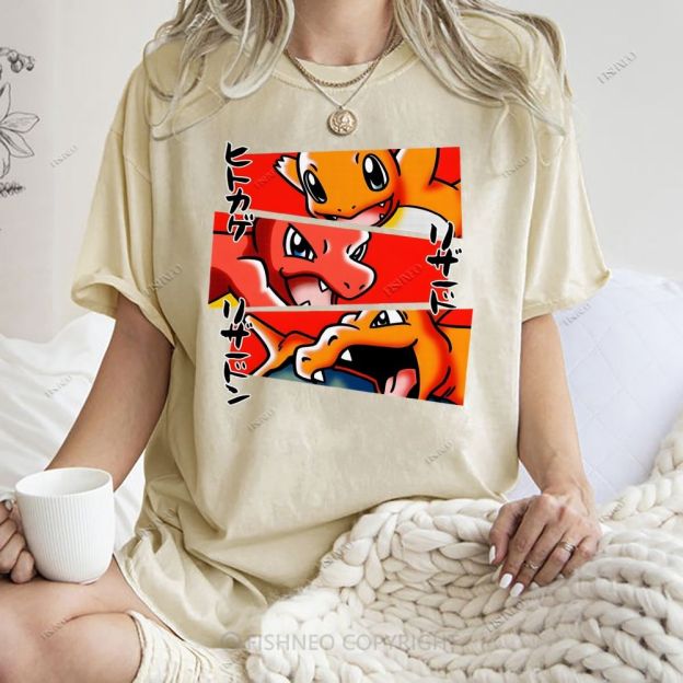 Unisex Charmeleon Charmander Printed Washed Tee