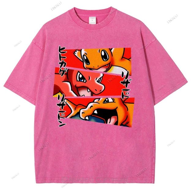 Unisex Charmeleon Charmander Printed Washed Tee