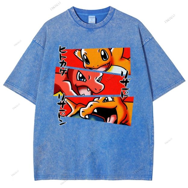 Unisex Charmeleon Charmander Printed Washed Tee