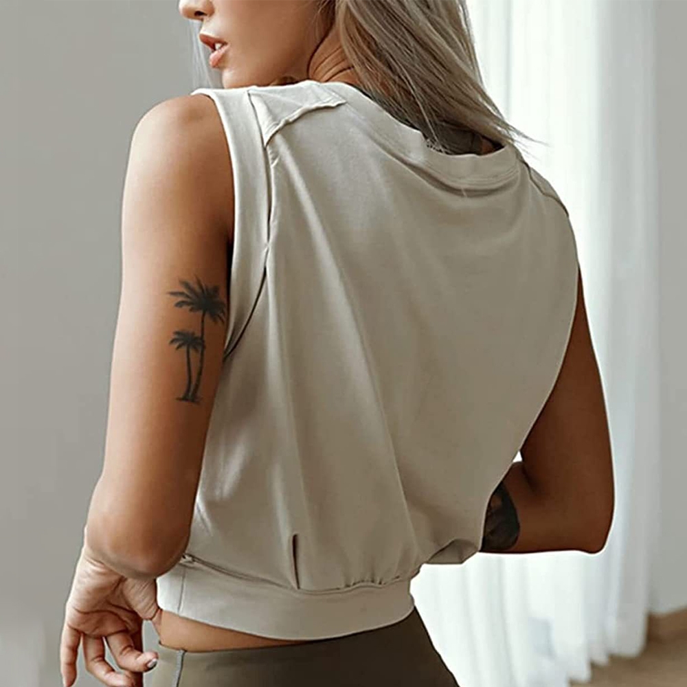 Sleeveless Crop Bauhaus Geometric Bird Printed Tops