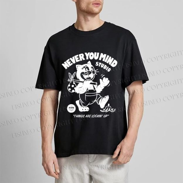 Unisex Cat Walking Graffiti Classic Cotton T-shirt