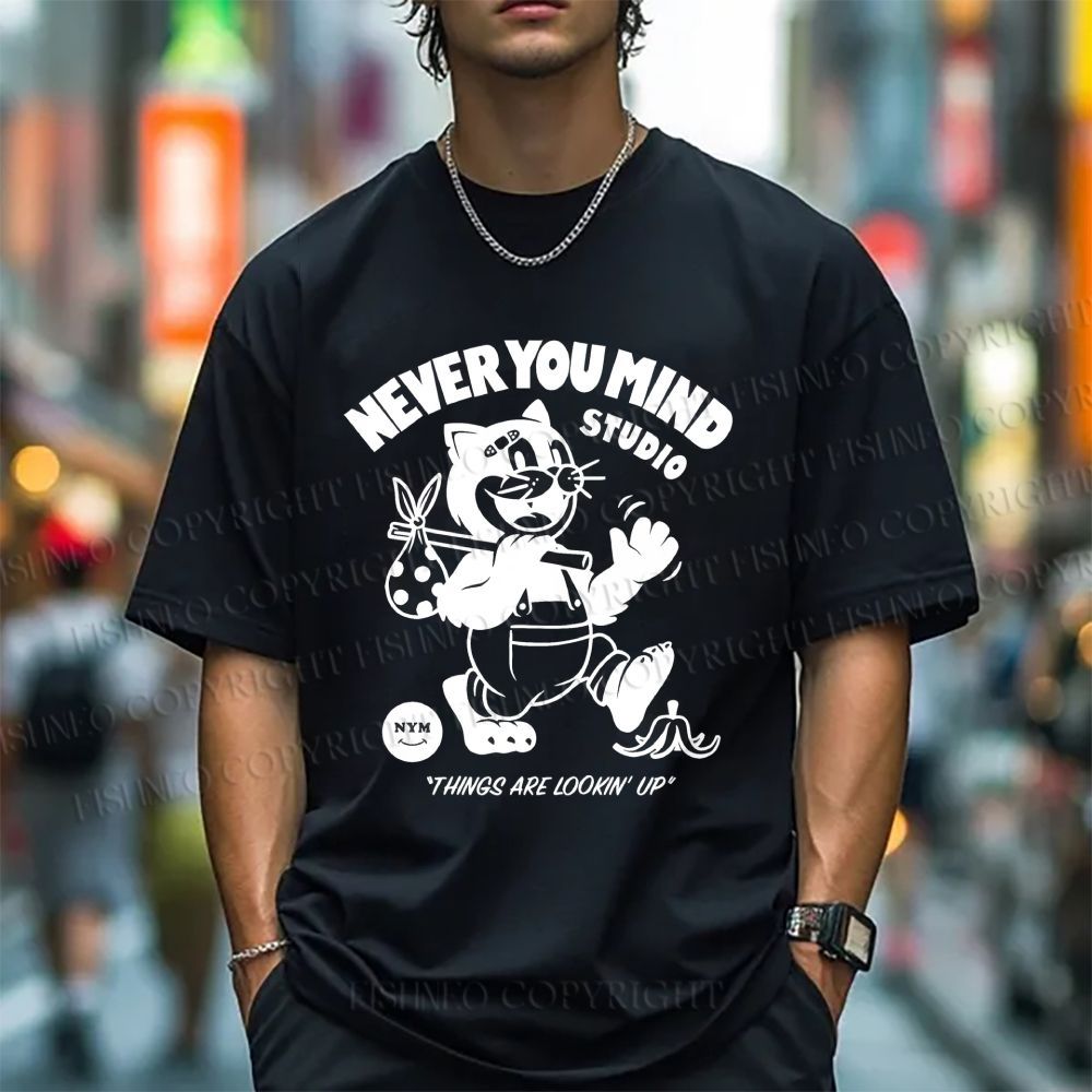 Unisex Cat Walking Graffiti Classic Cotton T-shirt