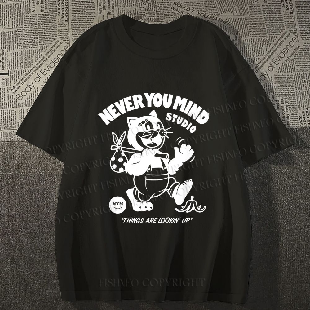 Unisex Cat Walking Graffiti Classic Cotton T-shirt