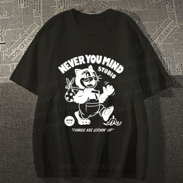 Unisex Cat Walking Graffiti Classic Cotton T-shirt