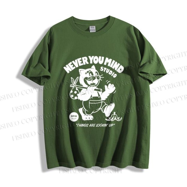 Unisex Cat Walking Graffiti Classic Cotton T-shirt