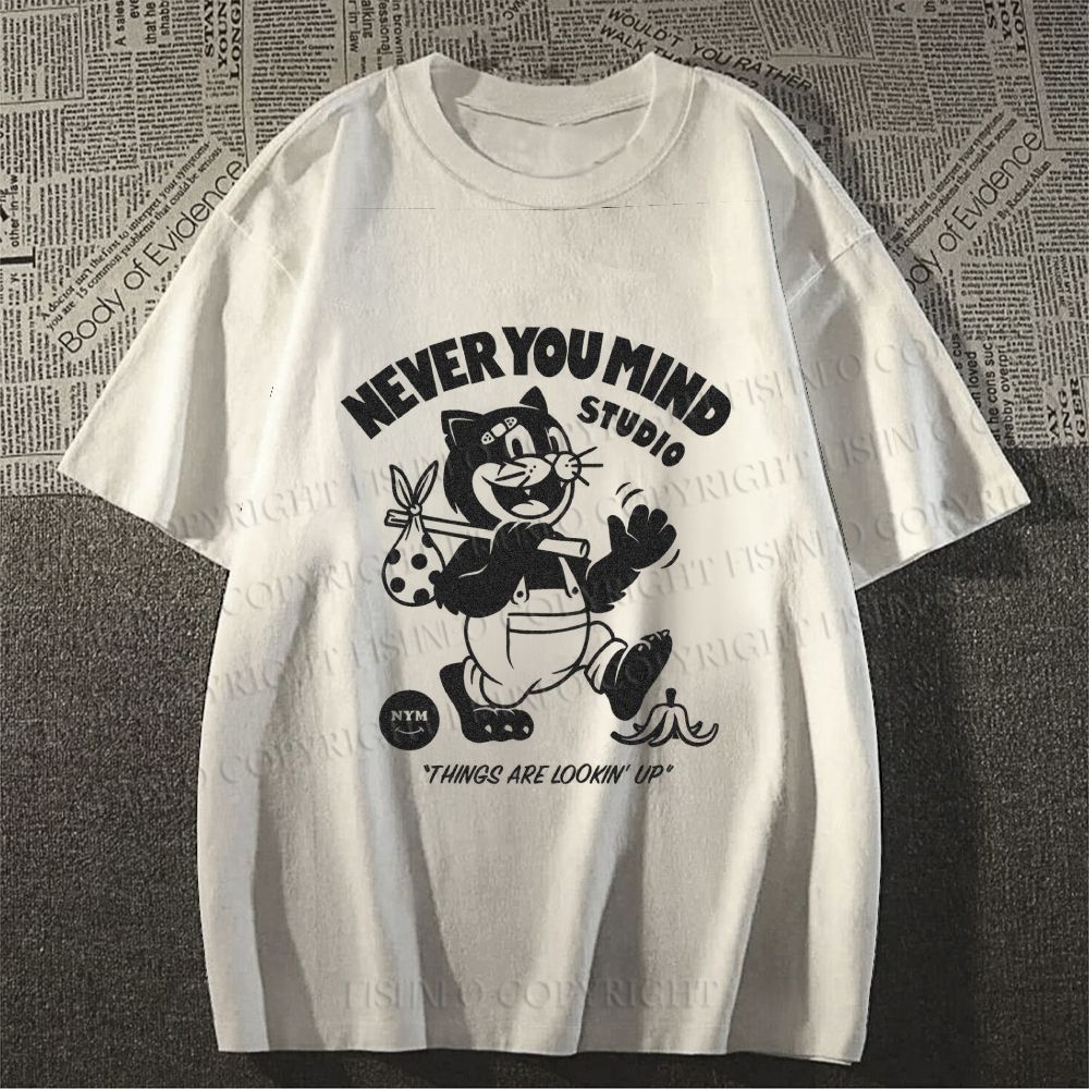 Unisex Cat Walking Graffiti Classic Cotton T-shirt