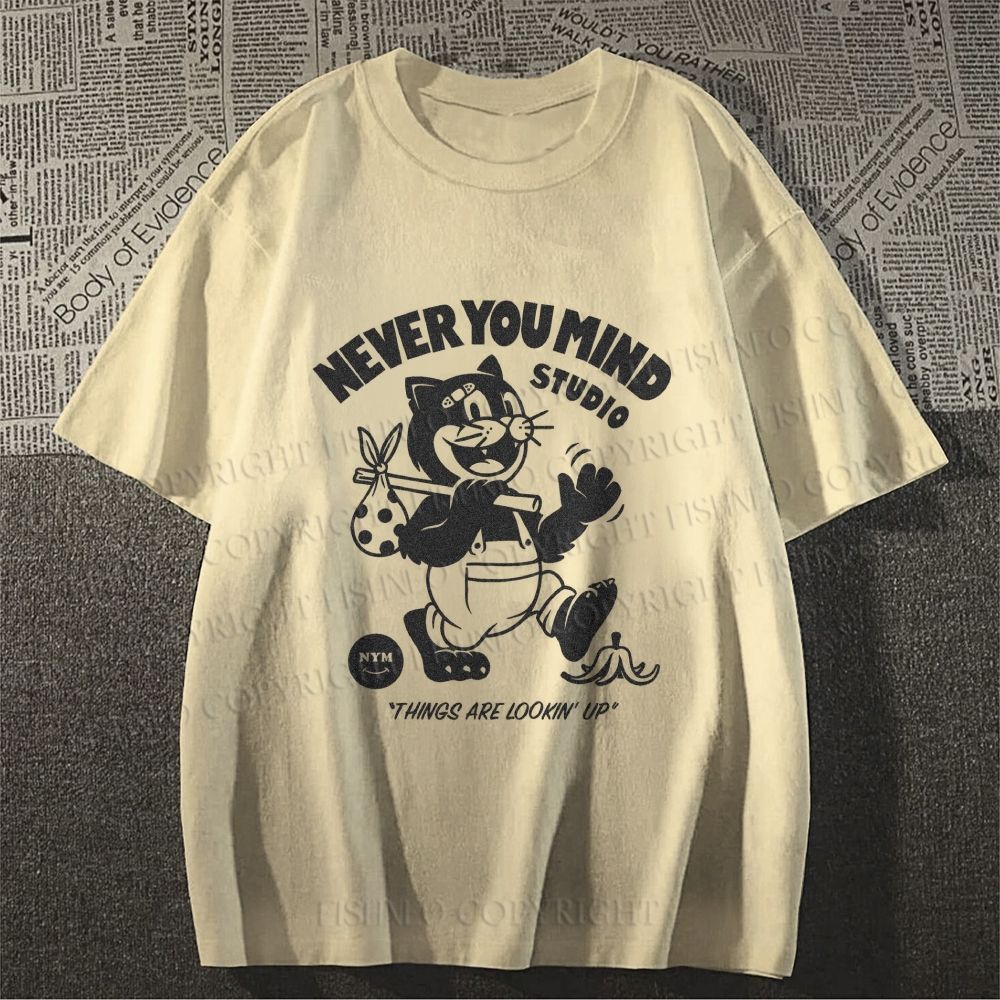 Unisex Cat Walking Graffiti Classic Cotton T-shirt