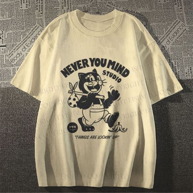 Unisex Cat Walking Graffiti Classic Cotton T-shirt