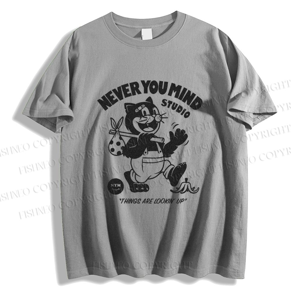 Unisex Cat Walking Graffiti Classic Cotton T-shirt