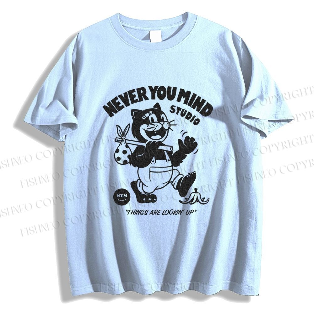 Unisex Cat Walking Graffiti Classic Cotton T-shirt