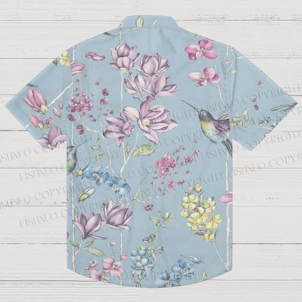Flowers Birds Printed Men's Short-sleeved Shirts