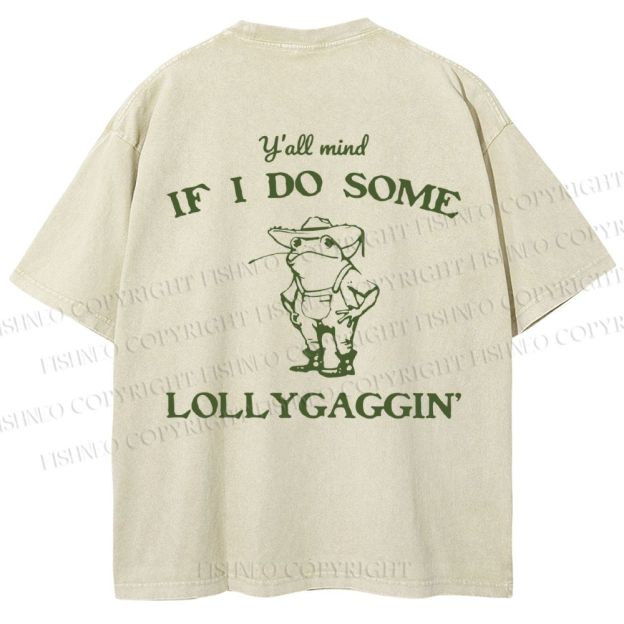 Unisex Vintage Frog Cowboy Printed Design Back Washed Tee