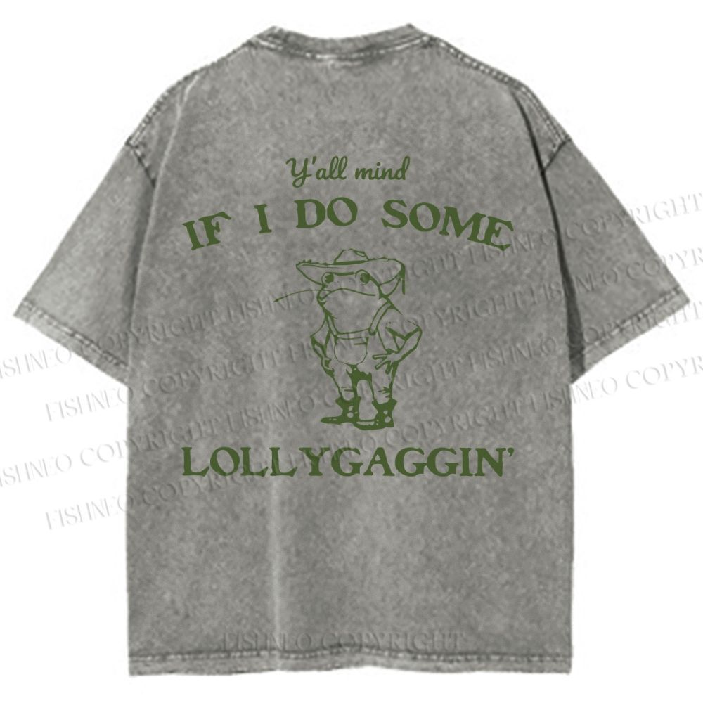 Unisex Vintage Frog Cowboy Printed Design Back Washed Tee