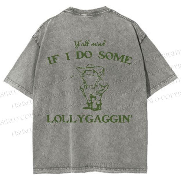 Unisex Vintage Frog Cowboy Printed Design Back Washed Tee