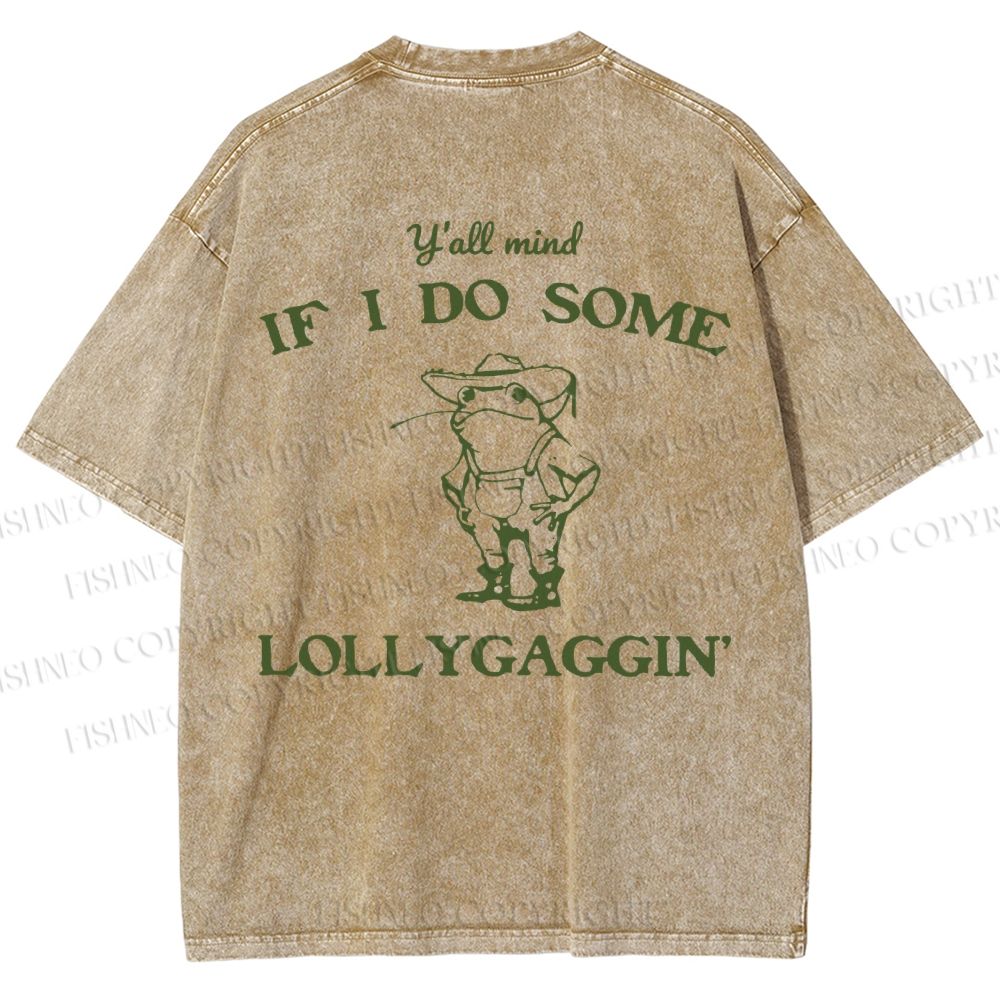 Unisex Vintage Frog Cowboy Printed Design Back Washed Tee