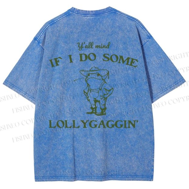 Unisex Vintage Frog Cowboy Printed Design Back Washed Tee