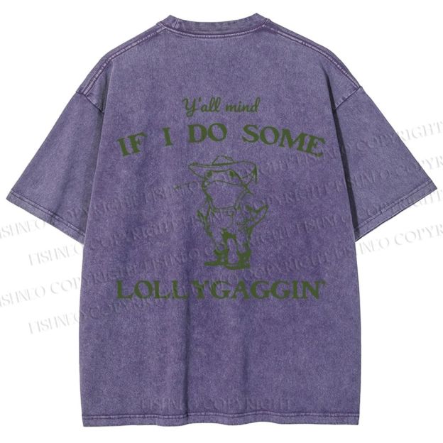 Unisex Vintage Frog Cowboy Printed Design Back Washed Tee