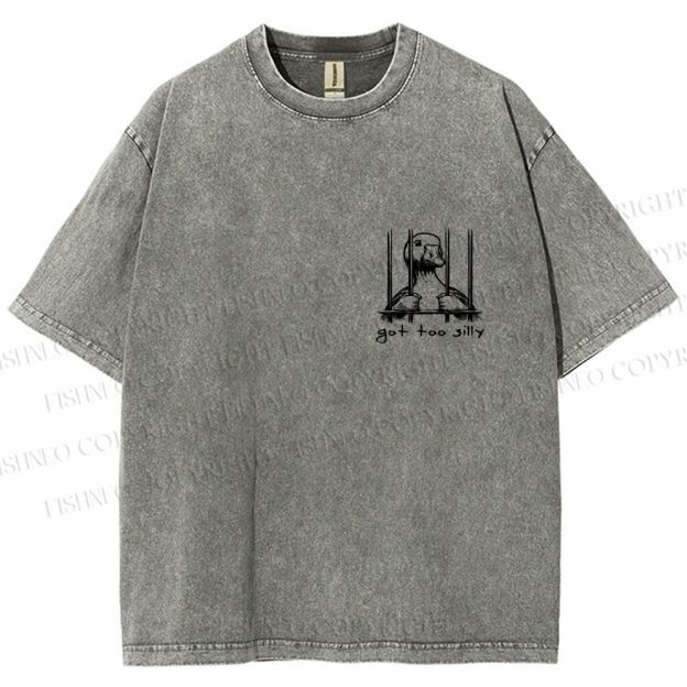 Unisex Vintage Silly Goose Printed  Design Back Washed Tee