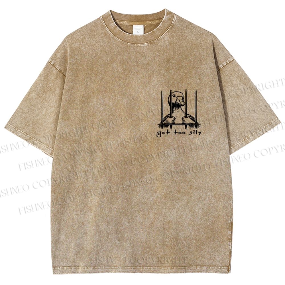 Unisex Vintage Silly Goose Printed  Design Back Washed Tee