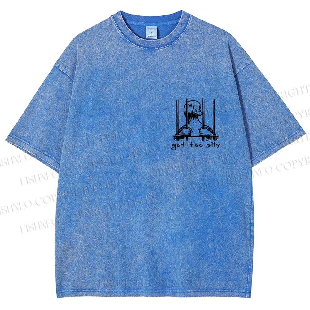 Unisex Vintage Silly Goose Printed  Design Back Washed Tee