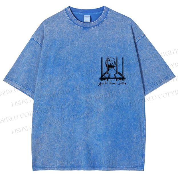 Unisex Vintage Silly Goose Printed  Design Back Washed Tee